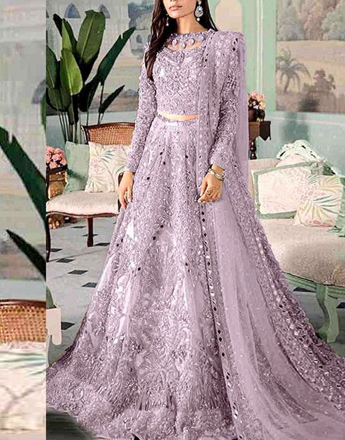 Luxury Handwork Heavy Embroidered Net Bridal Maxi Dress 2024 Price in Pakistan