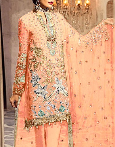 Handwork Heavy Embroidered Chiffon Party Wear Dress Price in Pakistan