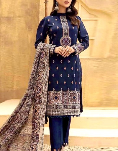 Heavy Embroidered Lawn Dress with Diamond Organza Dupatta Price in Pakistan