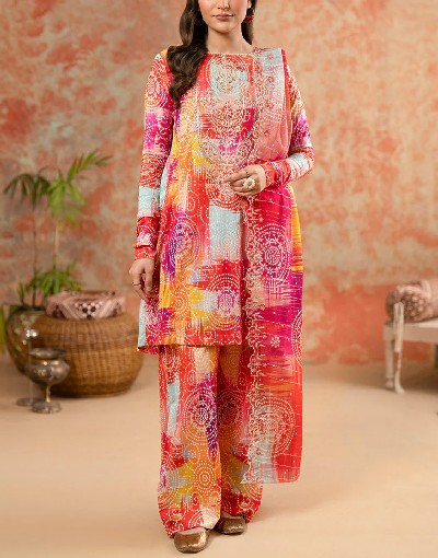 Digital All-Over Chunri Print Lawn Dress with Diamond Dupatta Price in Pakistan