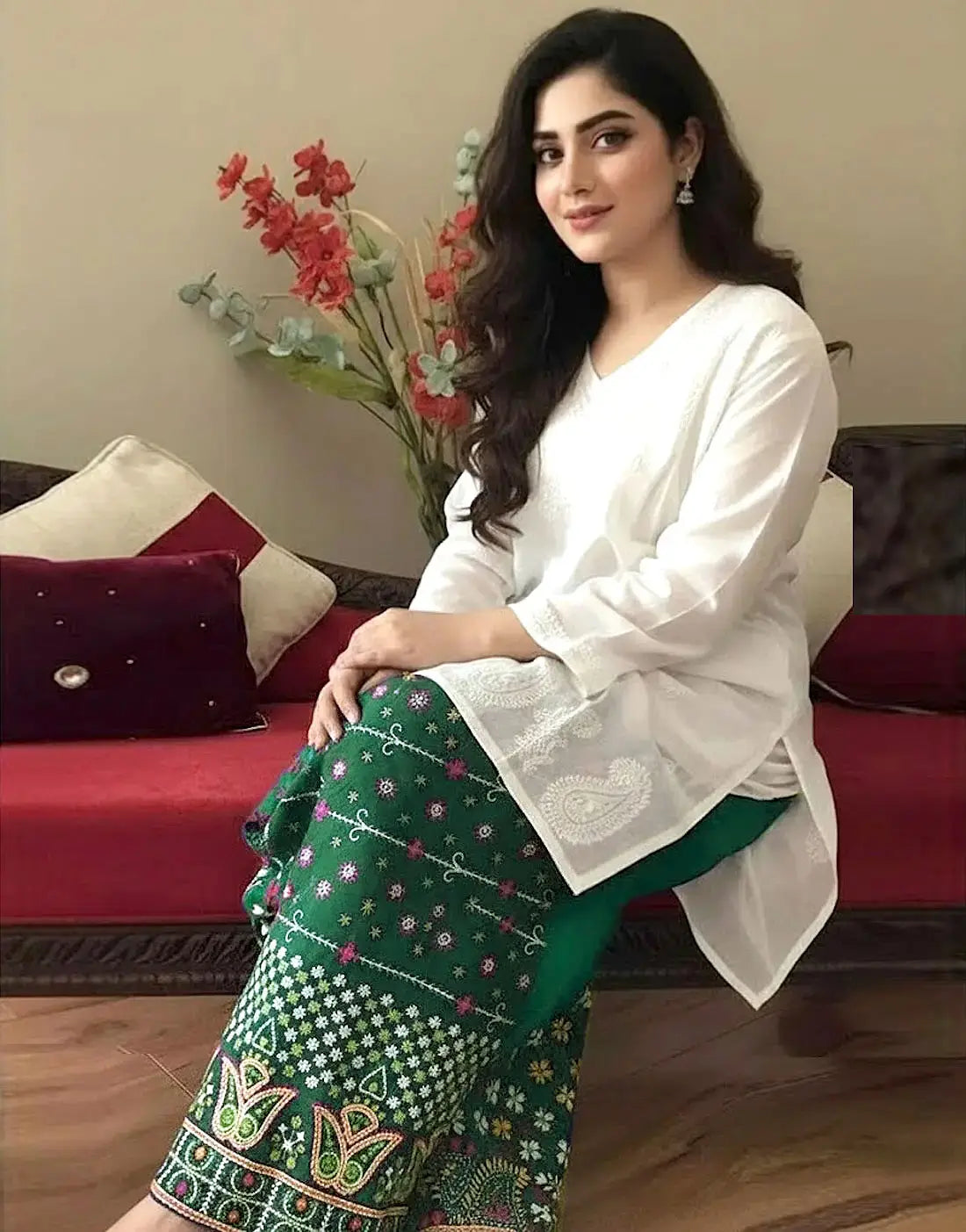 Trendy 2-Piece Embroidered Cotton Lawn Dress with Green Phulkari Embroidered Trouser Best Price Online in Pakistan Trendy 2-Piece Embroidered Cotton Lawn Dress with Green Phulkari Embroidered Trouser Best Price Online in Pakistan