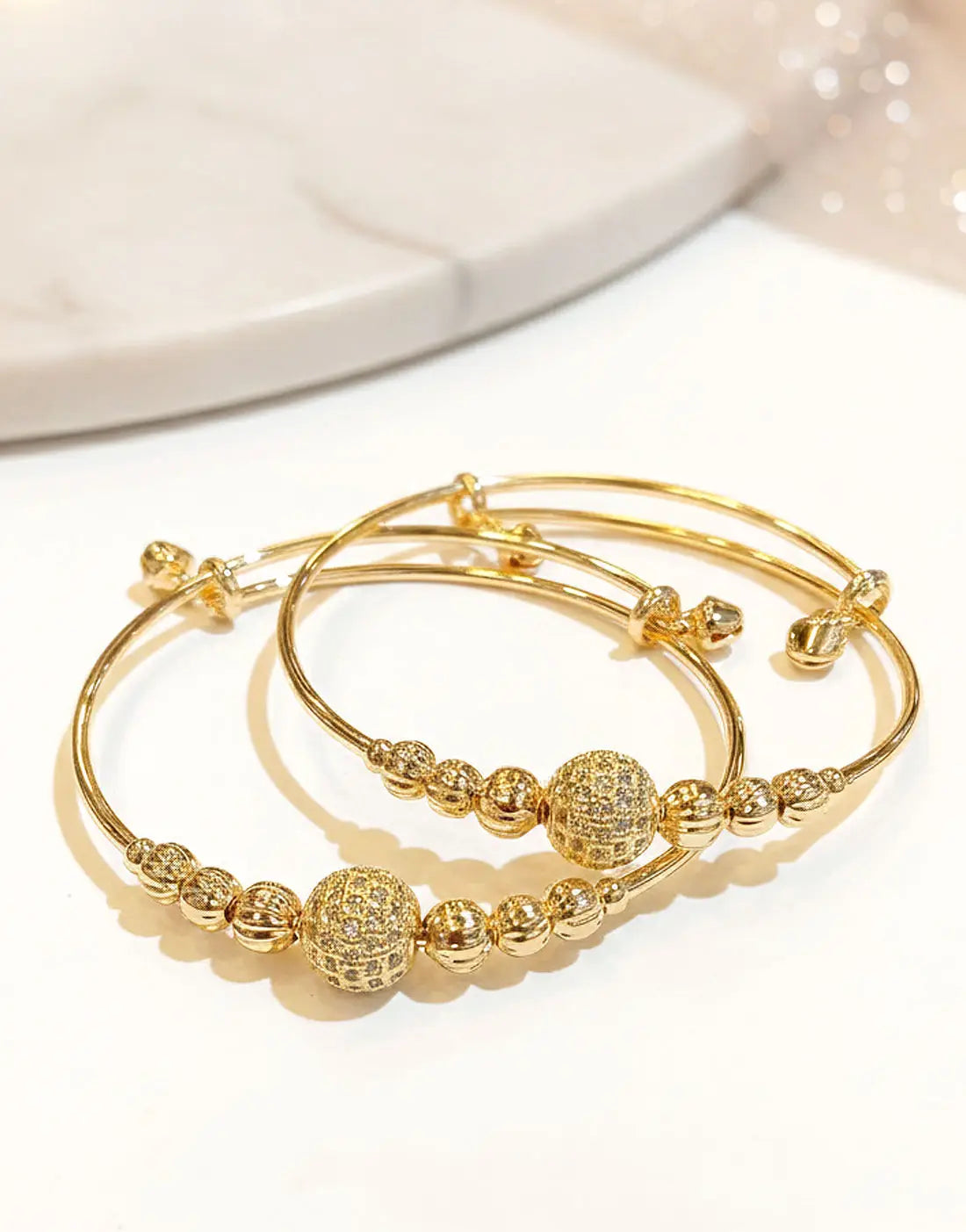 Pair of Gold Plated Bangles for Girls β Lightweight Daily Wear Jewelry