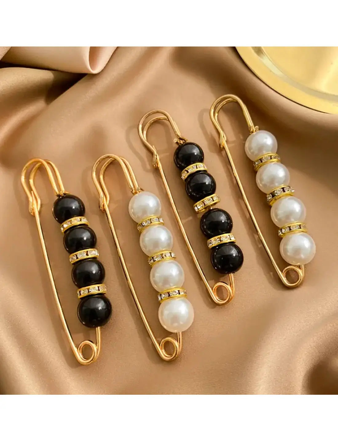6βPiece Pearl Safety Pin Brooch Set for Dresses, Hijabs, Scarves & Sweaters