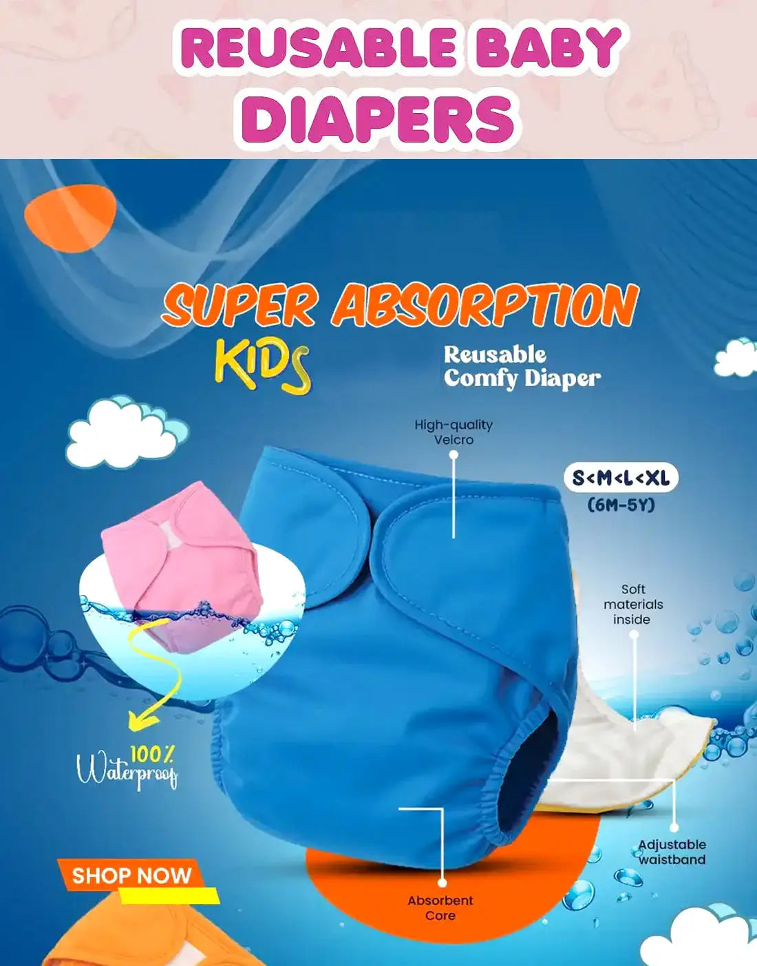 Reusable Baby Diapers - Washable Nappies & Training Pants