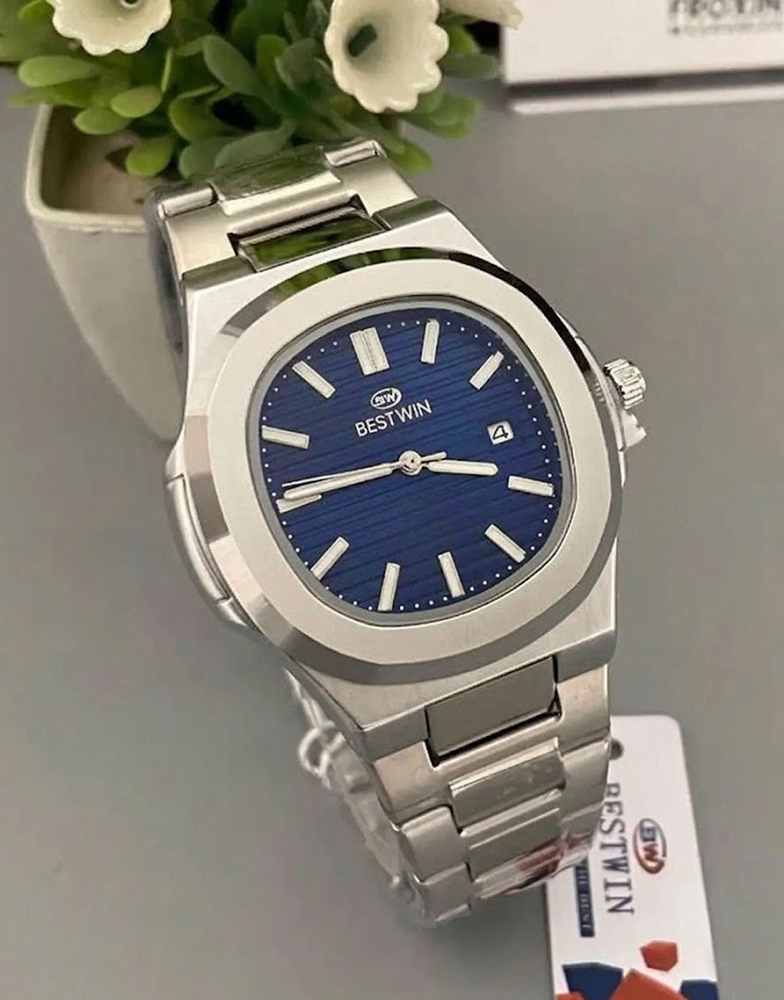 BESTWIN Nautilus Datejust Men’s Luxury Watch with Stainless Steel Chain