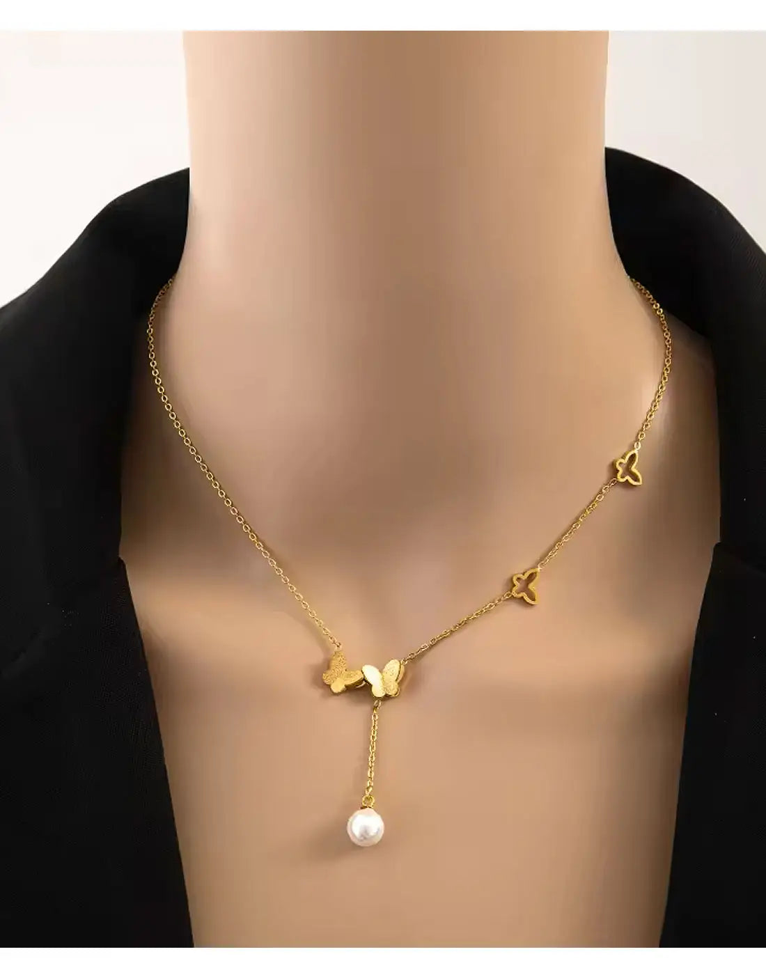 Delicate Gold Plated Stainless Steel Butterfly Shaped Necklace for Girls