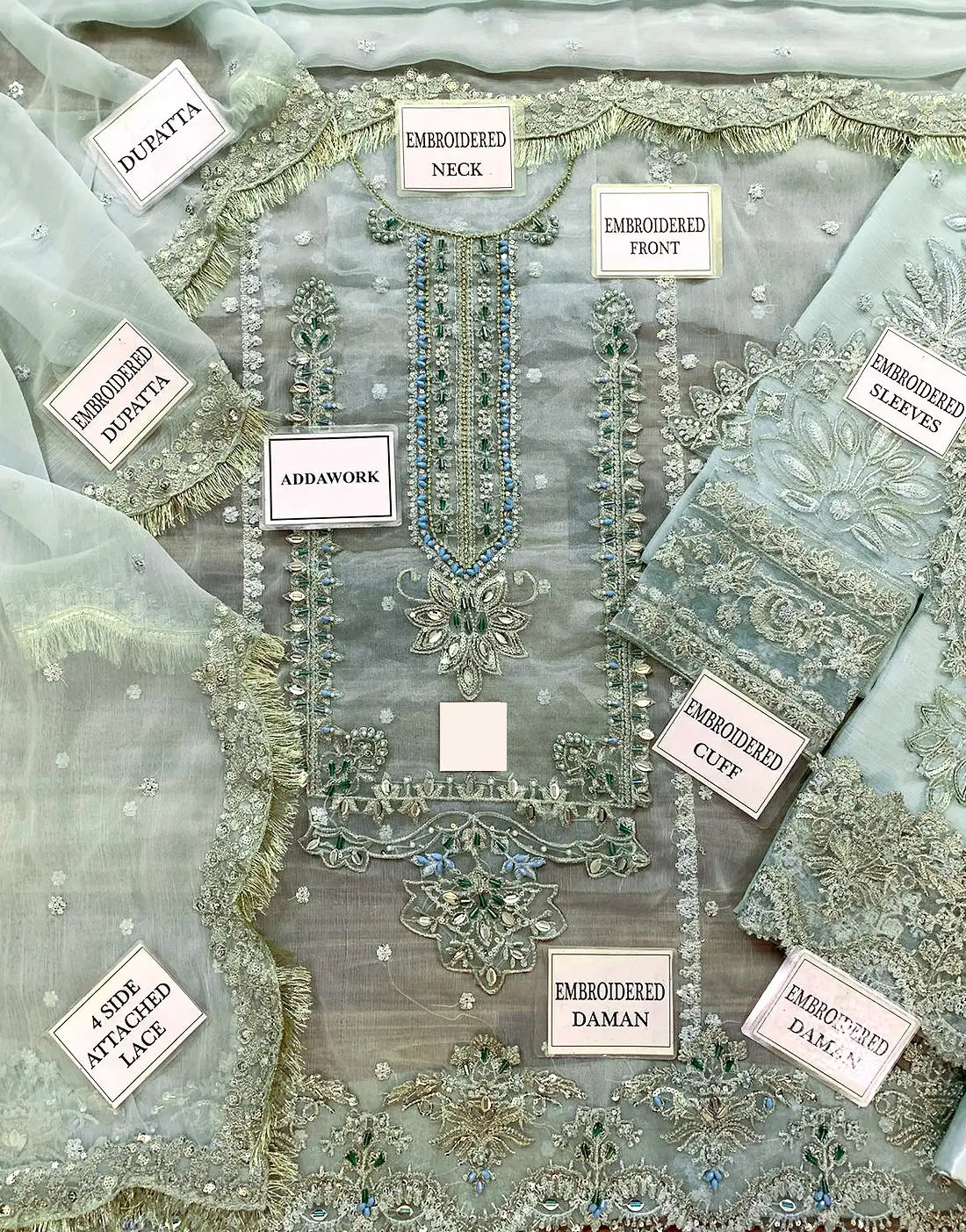 Handwork Heavy Embroidered Formal Chiffon Dress - Ideal for Party & Wedding