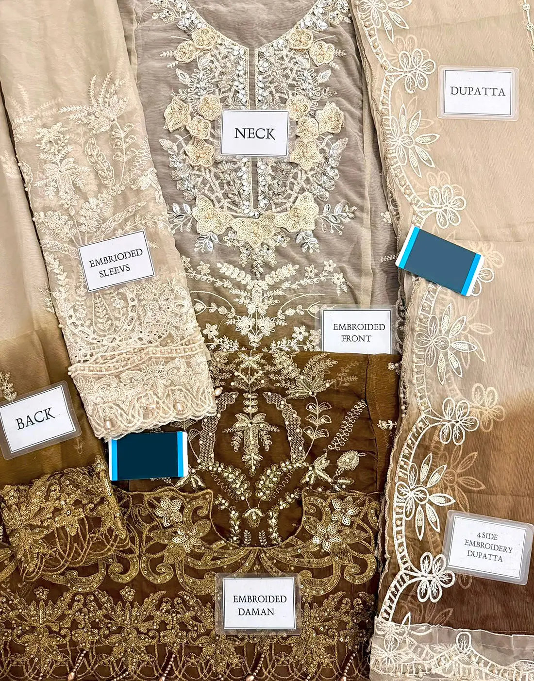 Sophisticated Ombre Style Embroidered Beige & Bronze Chiffon Wedding Dress – A Party & Formal Wear Design 2026