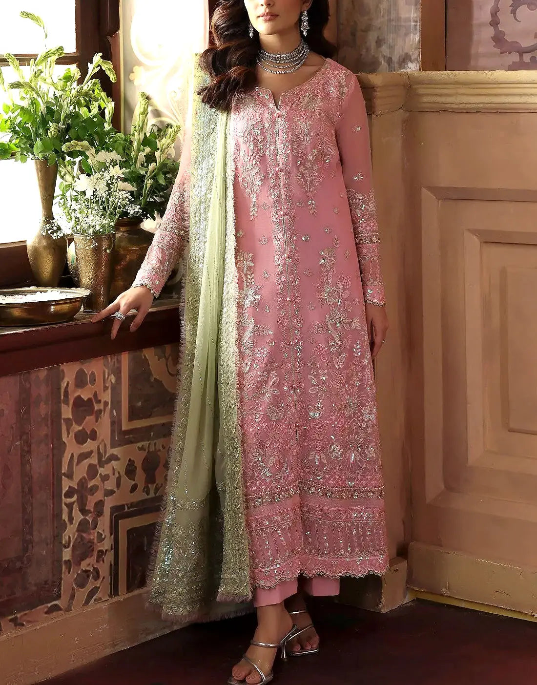 Adorable Heavy Embroidered Formal Chiffon Wedding Dress