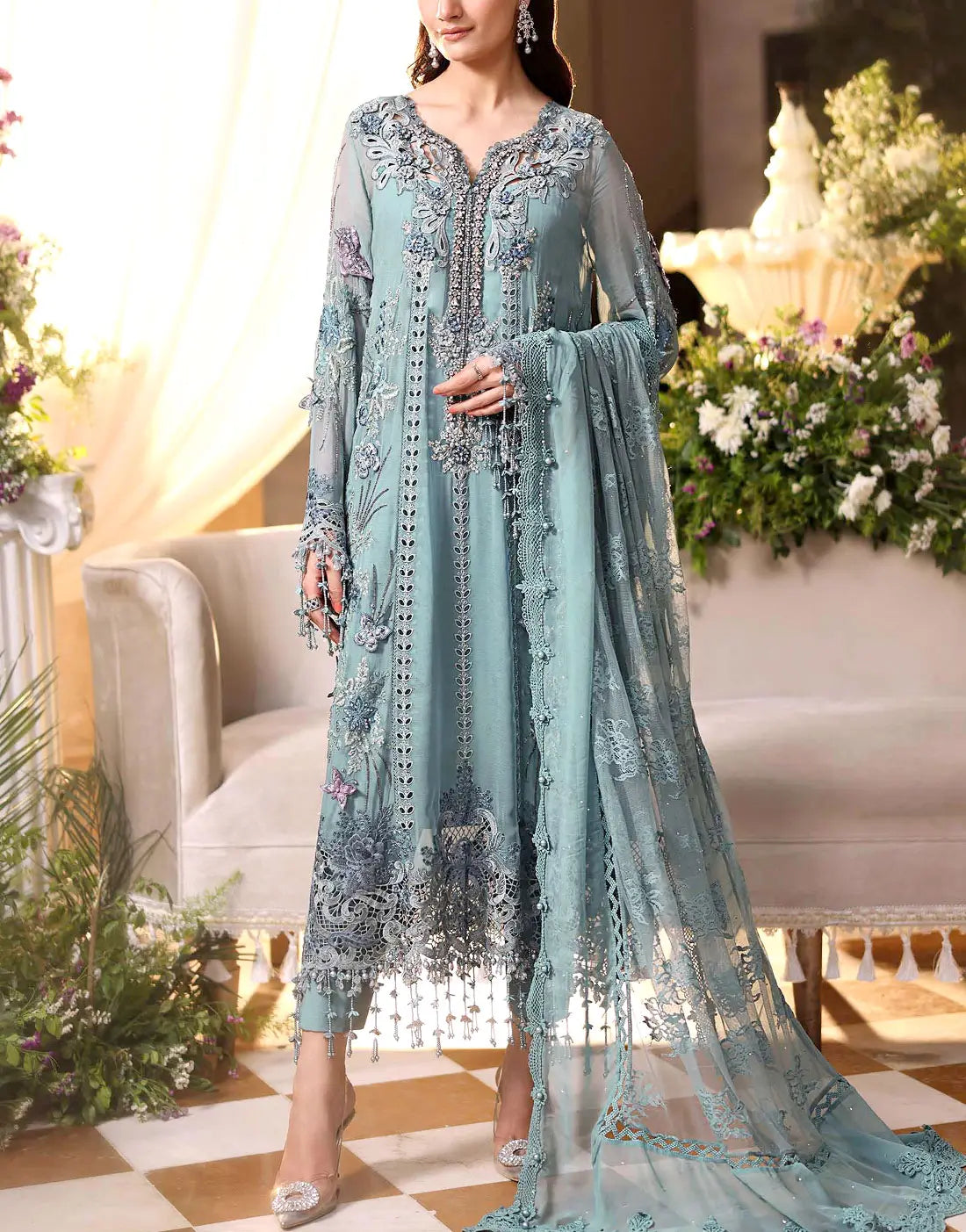 Luxurious Handwork Heavy Embroidered Chiffon Wedding Wear Dress 2026