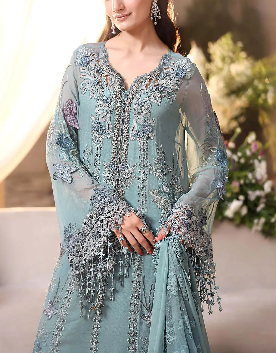 Luxurious Handwork Heavy Embroidered Chiffon Wedding Wear Dress 2026