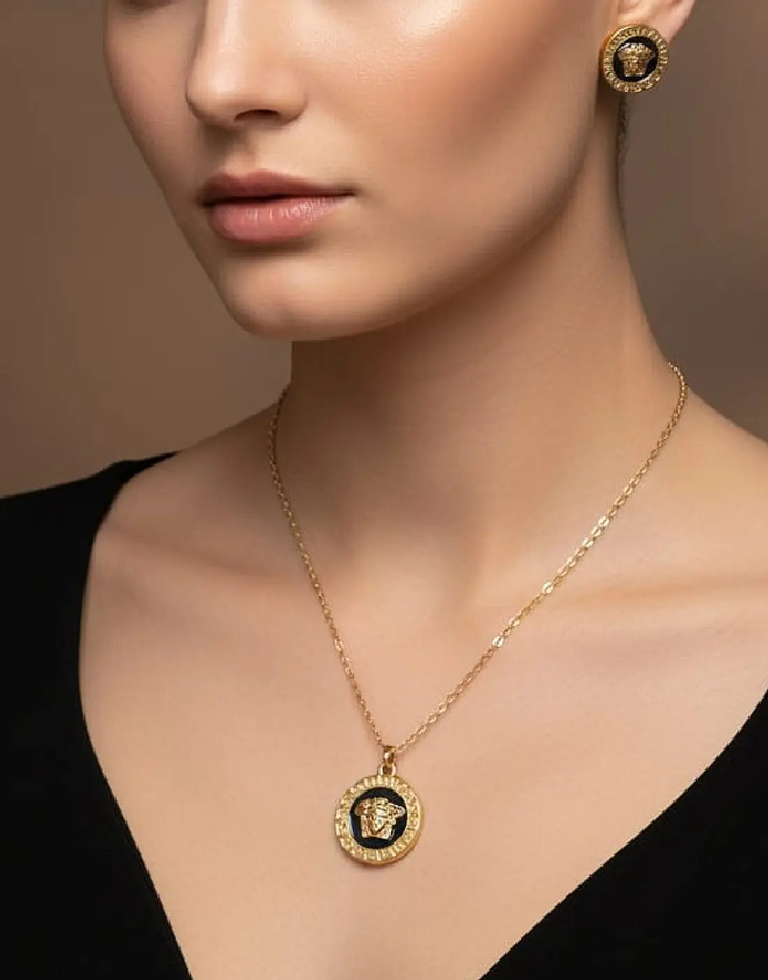 Designer Inspired Stainless Steel Locket Necklace and Earrings