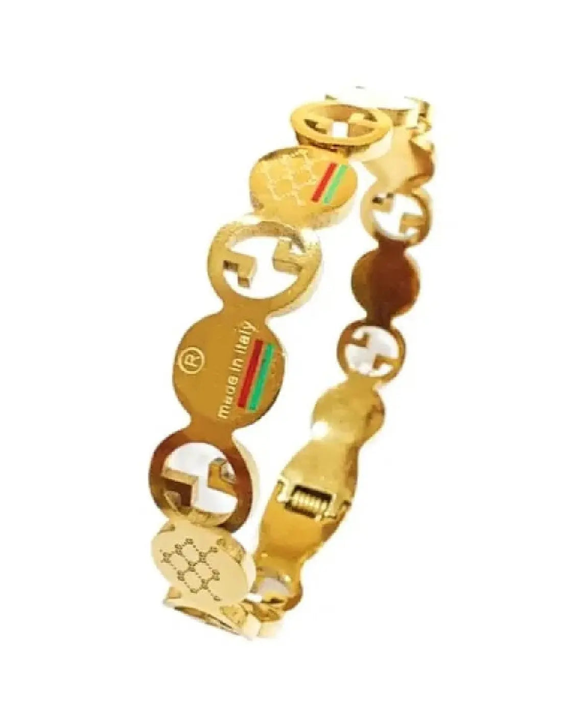 Designer-Inspired Gold Plated Stainless Steel Bangle Bracelet