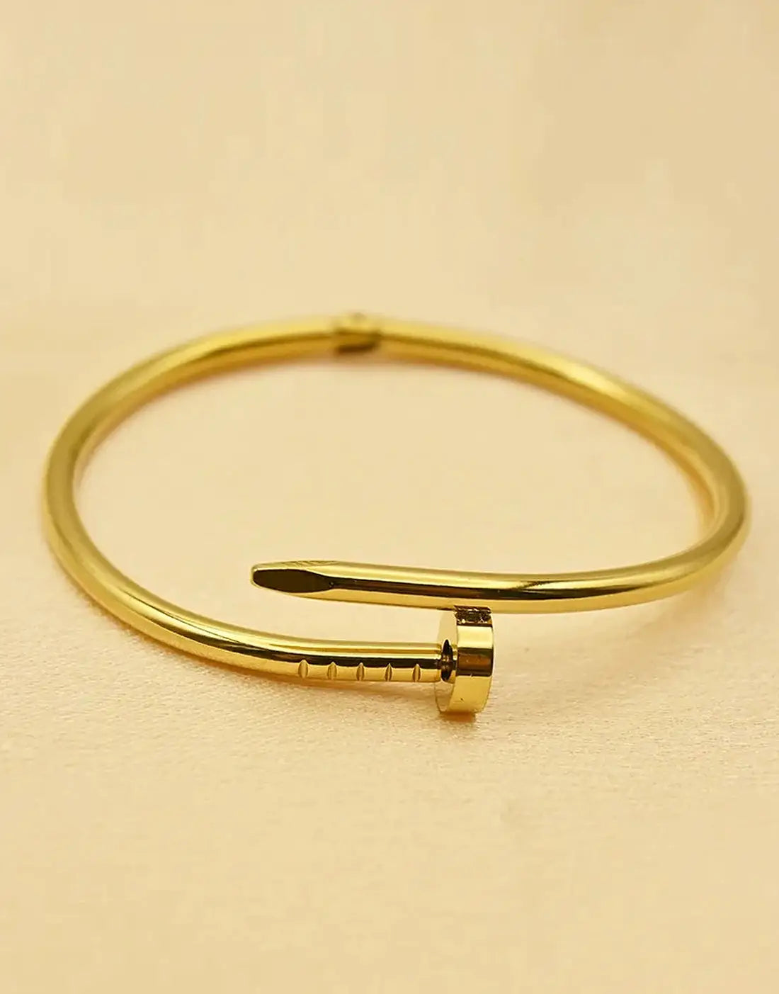 Designer Inspired Nail Bracelet in Gold Plated Stainless Steel & TarnishβFree