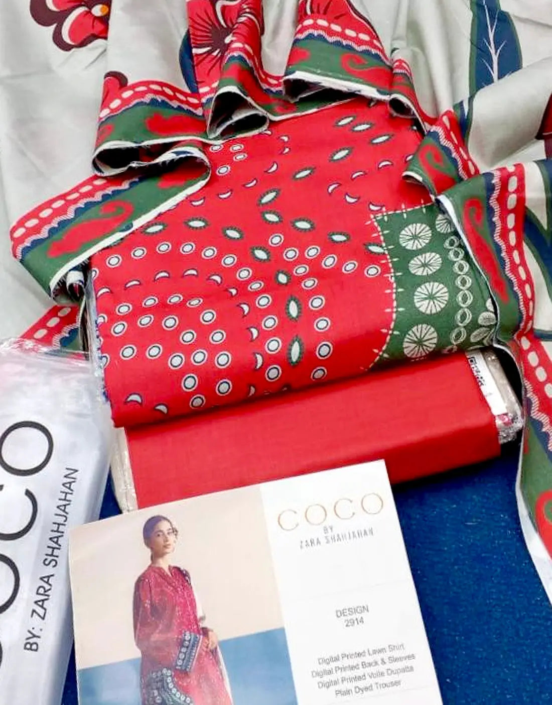 Trendy Digital Print Red Lawn Dress with Lawn Dupatta