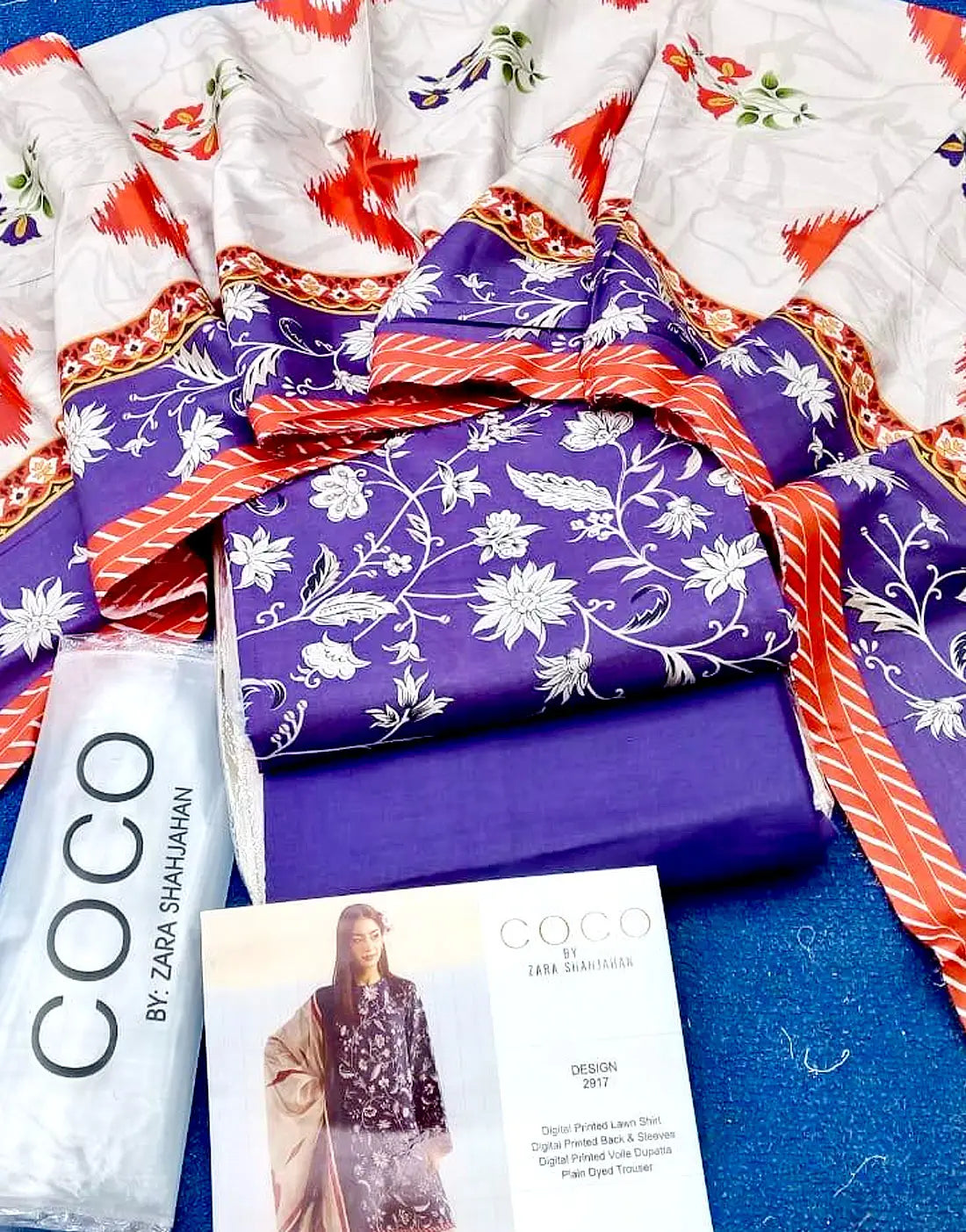 Trendy Digital Print Purple Lawn Dress with Lawn Dupatta