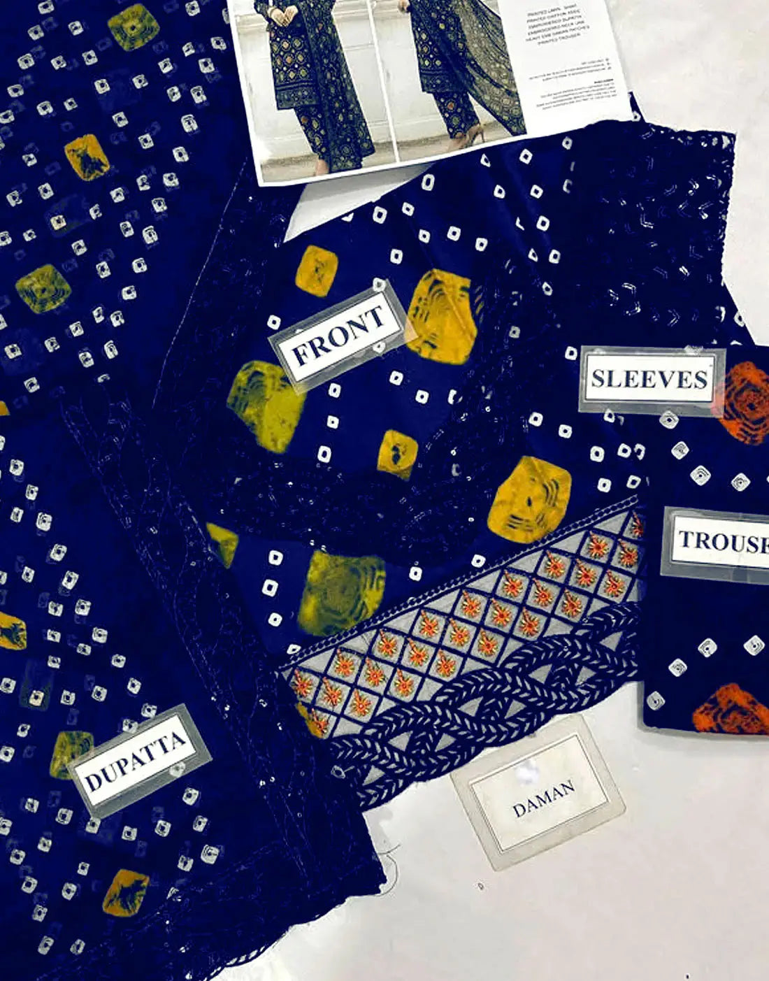 Stylish All-Over Digital Chunri Print Blue Lawn Suit for Daily and Party Use