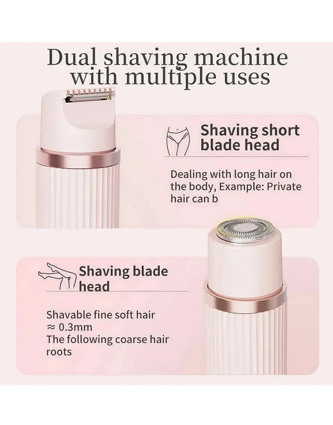BLAWLESS 2-in-1 Electric Shaver & Trimmer – USB Rechargeable Double Head Hair Remover for Women