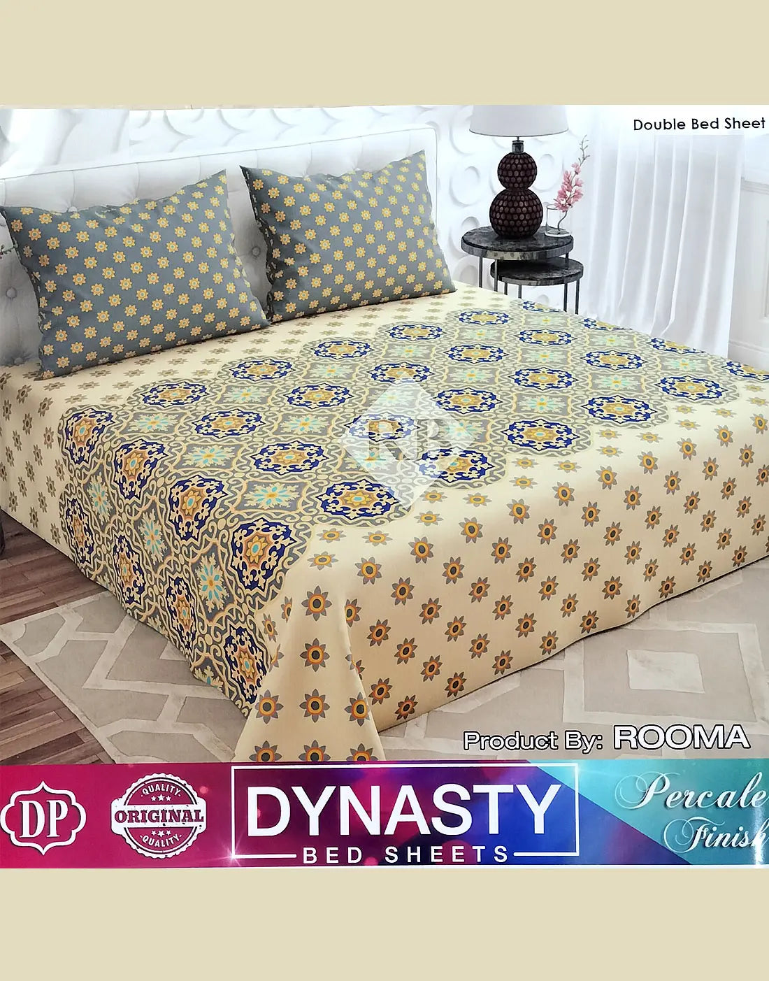 Dynasty 3-Piece Premium Cotton King Size Bedsheet with Pillow Covers
