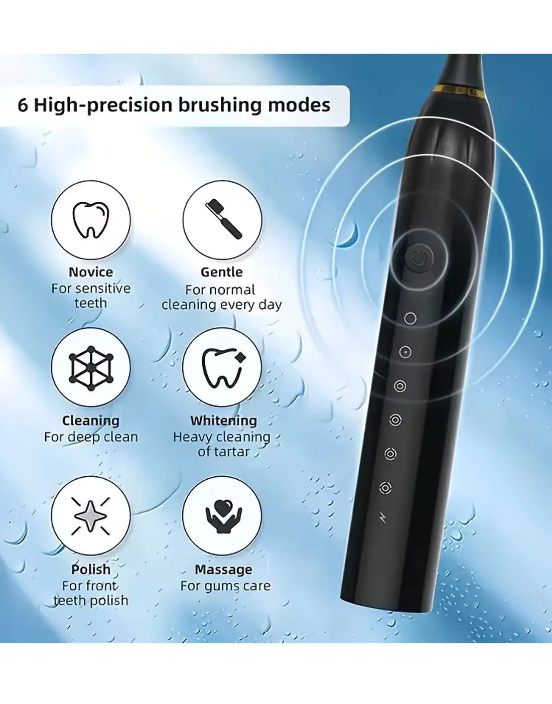 Rechargeable X3 Sonic Electric Toothbrush with 4 Detachable Bristles