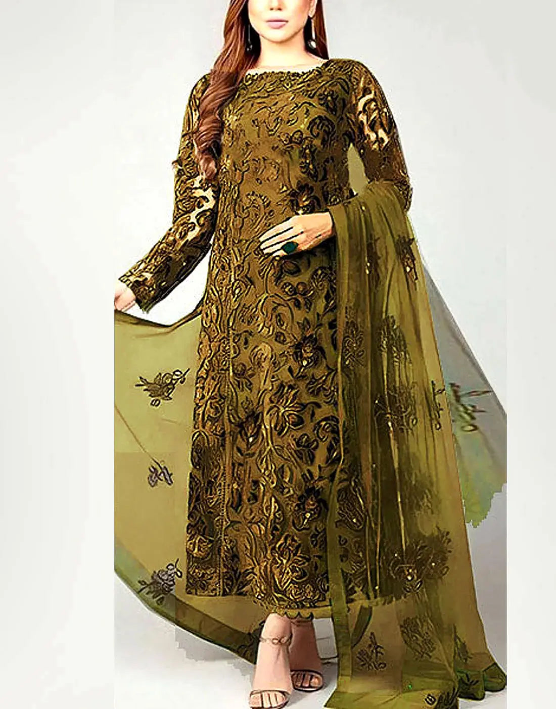 Premium Heavy Embroidered Dhanak Winter Dress with Dhanak Shawl