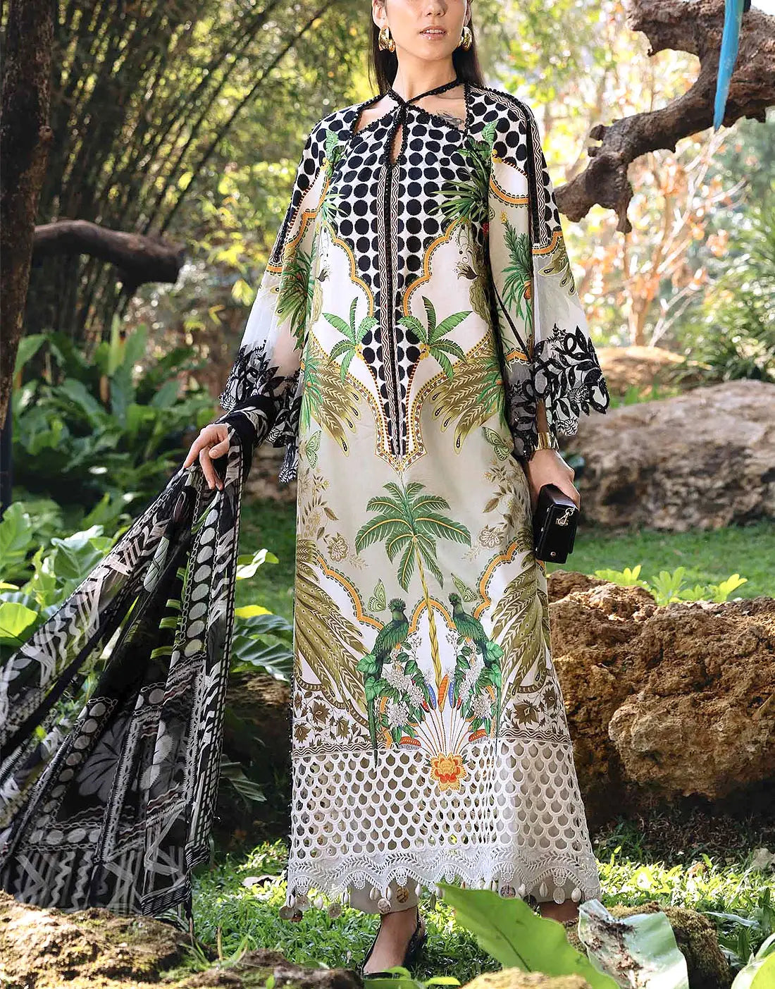 white christmas dresses All-Over Print Embroidered EID Lawn Dress for Girls with Chiffon Dupatta –  Best Price Online in Pakistan