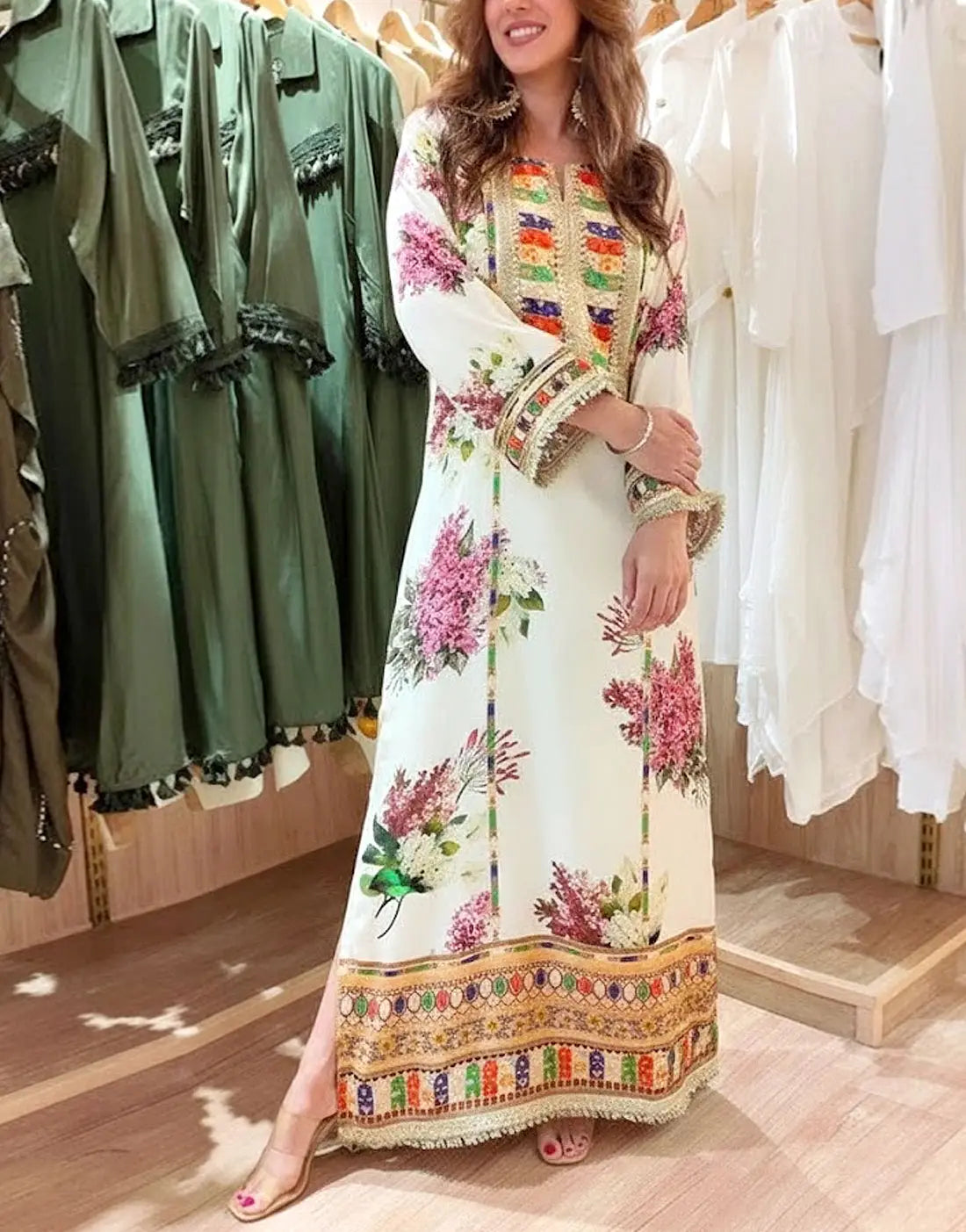 All-Over Print Embroidered Lawn Dress with 4-Side Emb. Chiffon Dupatta