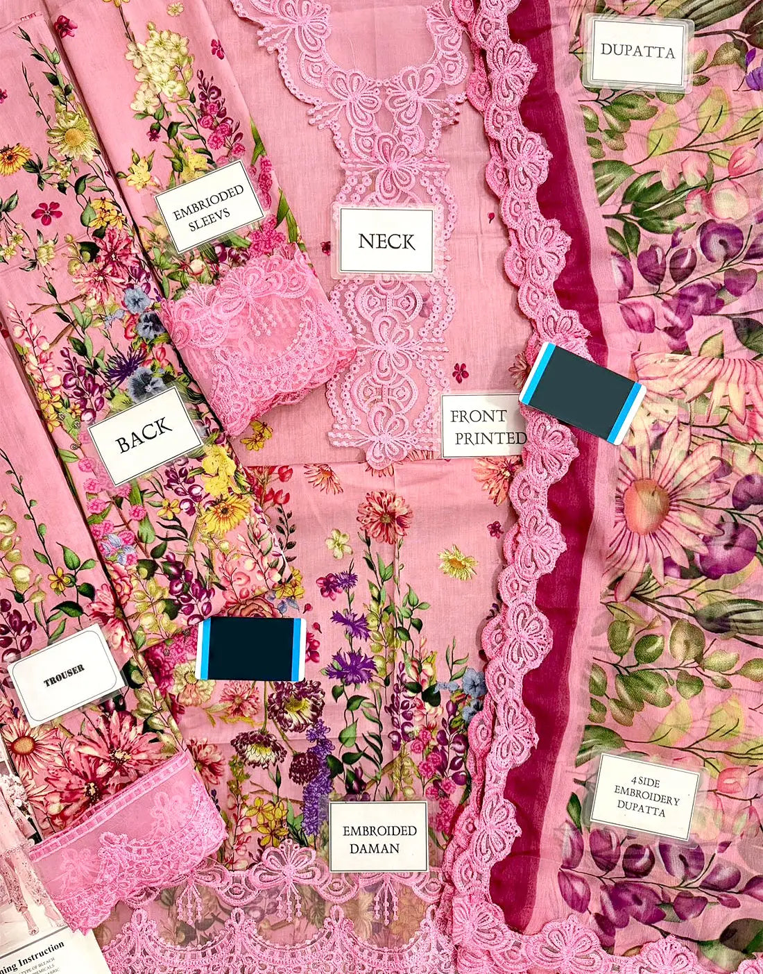 All-Over Print Embroidered EID Lawn Dress Design with Chiffon Dupatta