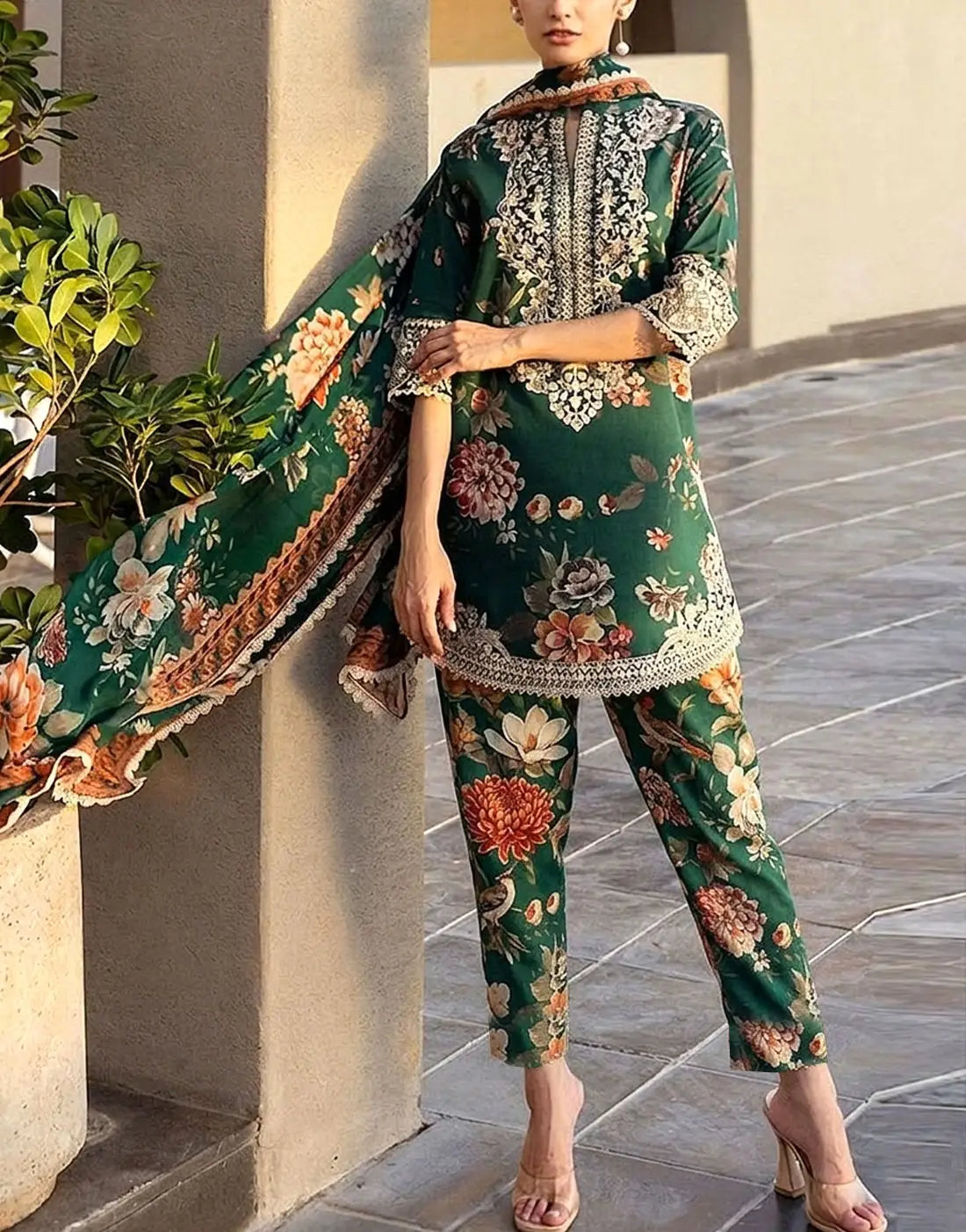 All-Over Print Embroidered Bottle Green Lawn Dress with Emb. Chiffon Dupatta Best Price Online in Pakistan All-Over Print Embroidered Bottle Green Lawn Dress with Emb. Chiffon Dupatta Best Price Online in Pakistan