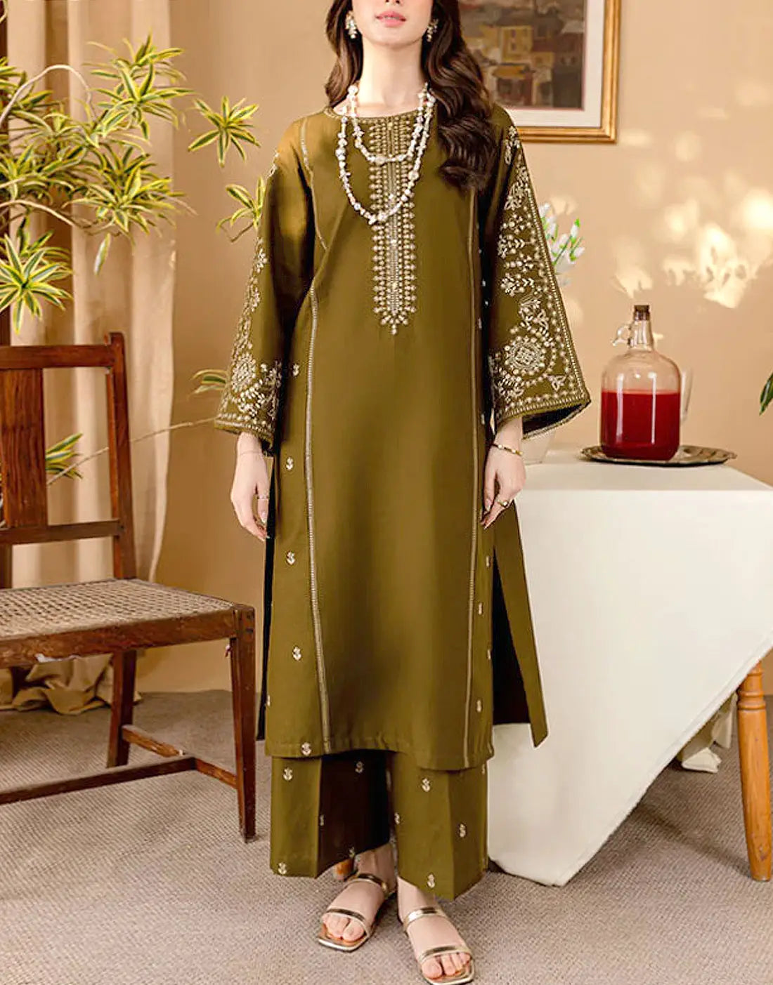 Elegant 2-Piece Embroidered EID Lawn Dress for Girls