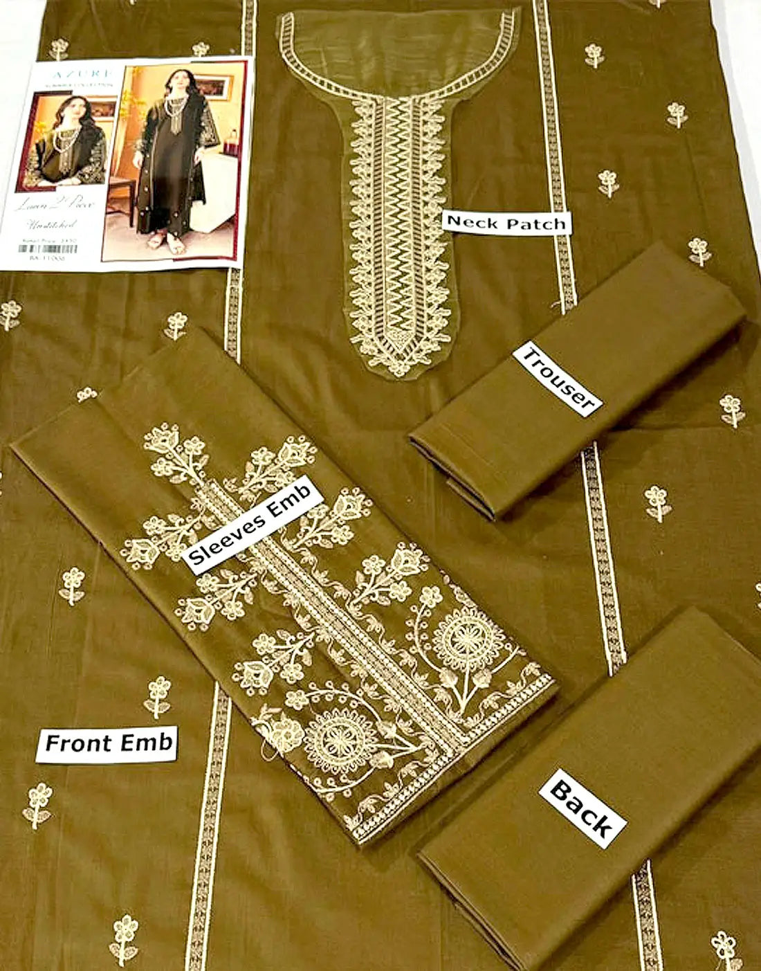 Elegant 2-Piece Embroidered EID Lawn Dress for Girls