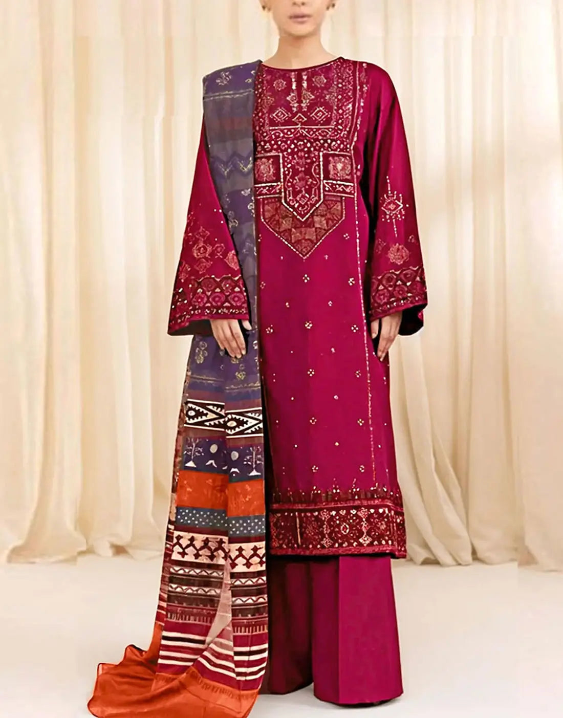 Heavy Embroidered EID Lawn Dress with Digital Print Bana Dora Dupatta