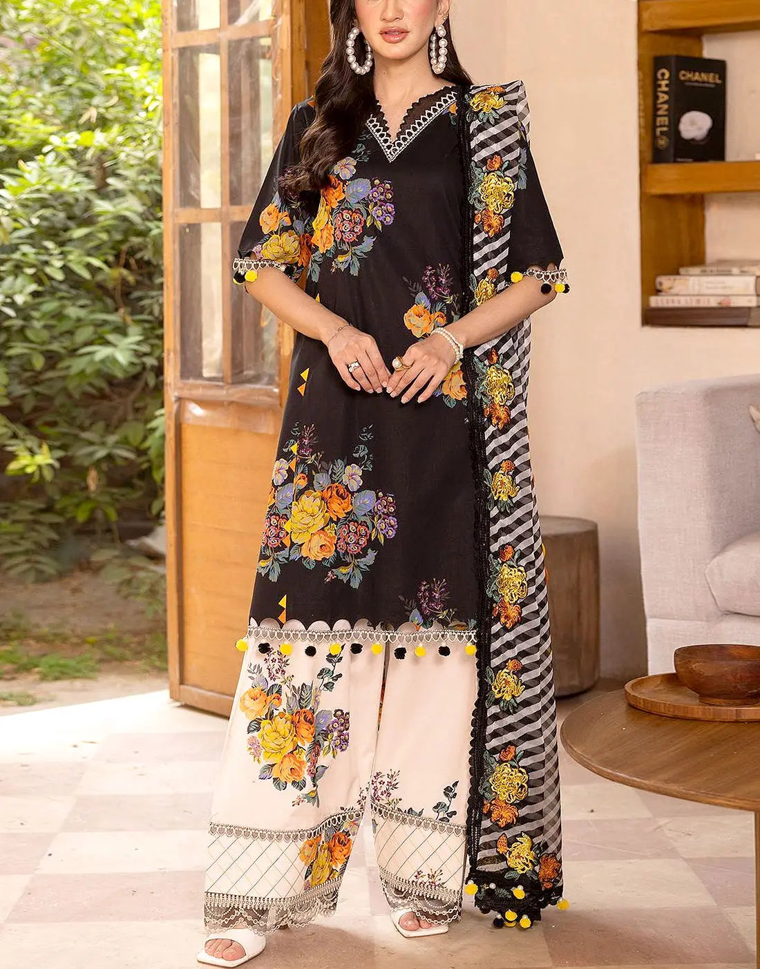 All-Over Print Embroidered Lawn Dress Design with Emb. Chiffon Dupatta –  Best Price Online in Pakistan