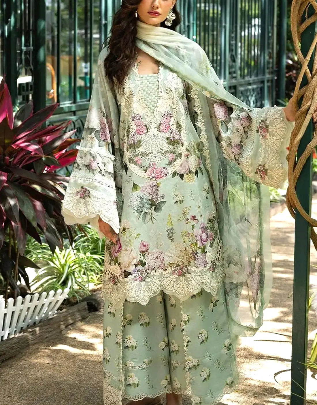 All-Over Print Embroidered Summer Lawn Dress with Emb. Chiffon Dupatta – Best Price Online in Pakistan