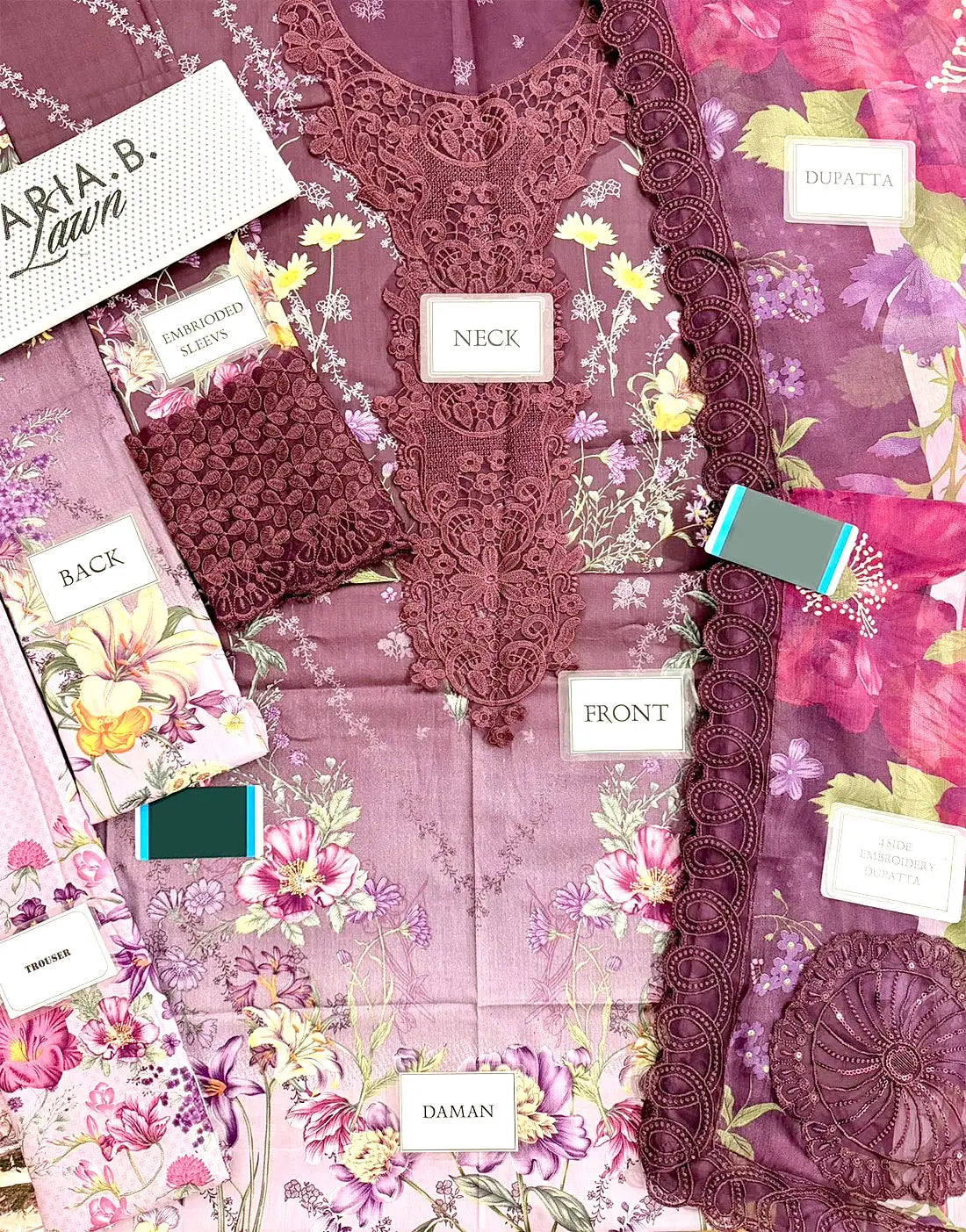 Trendy Embroidered Lawn Dress for Girls with Emb. Chiffon Dupatta