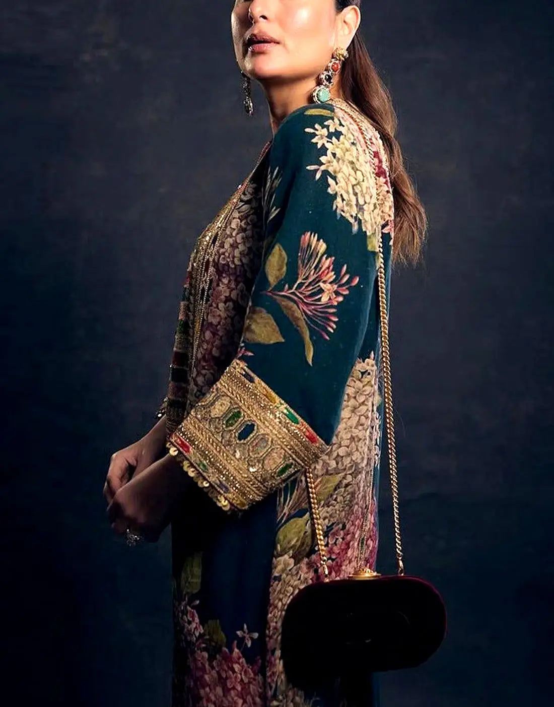 All-Over Print Embroidered Lawn Suit with 4-Side Emb. Chiffon Dupatta