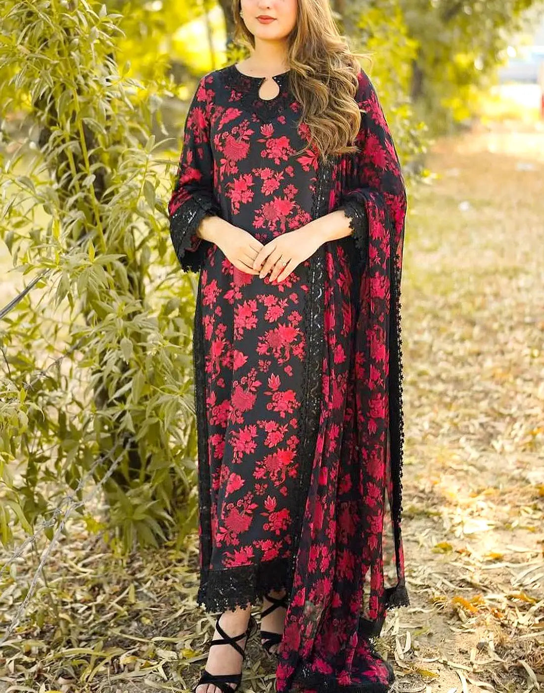 Aneela's All-Over Print Black Embroidered EID Lawn Dress with 4-Side Emb. Chiffon Dupatta Best Price Online in Pakistan Aneela's All-Over Print Black Embroidered EID Lawn Dress with 4-Side Emb. Chiffon Dupatta Best Price Online in Pakistan