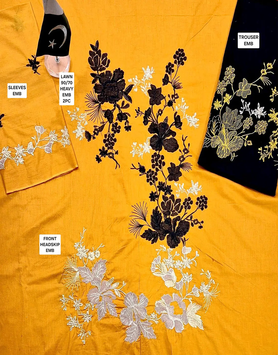 Adorable Mustard Yellow 2-Piece Embroidered EID Lawn Dress for Girls