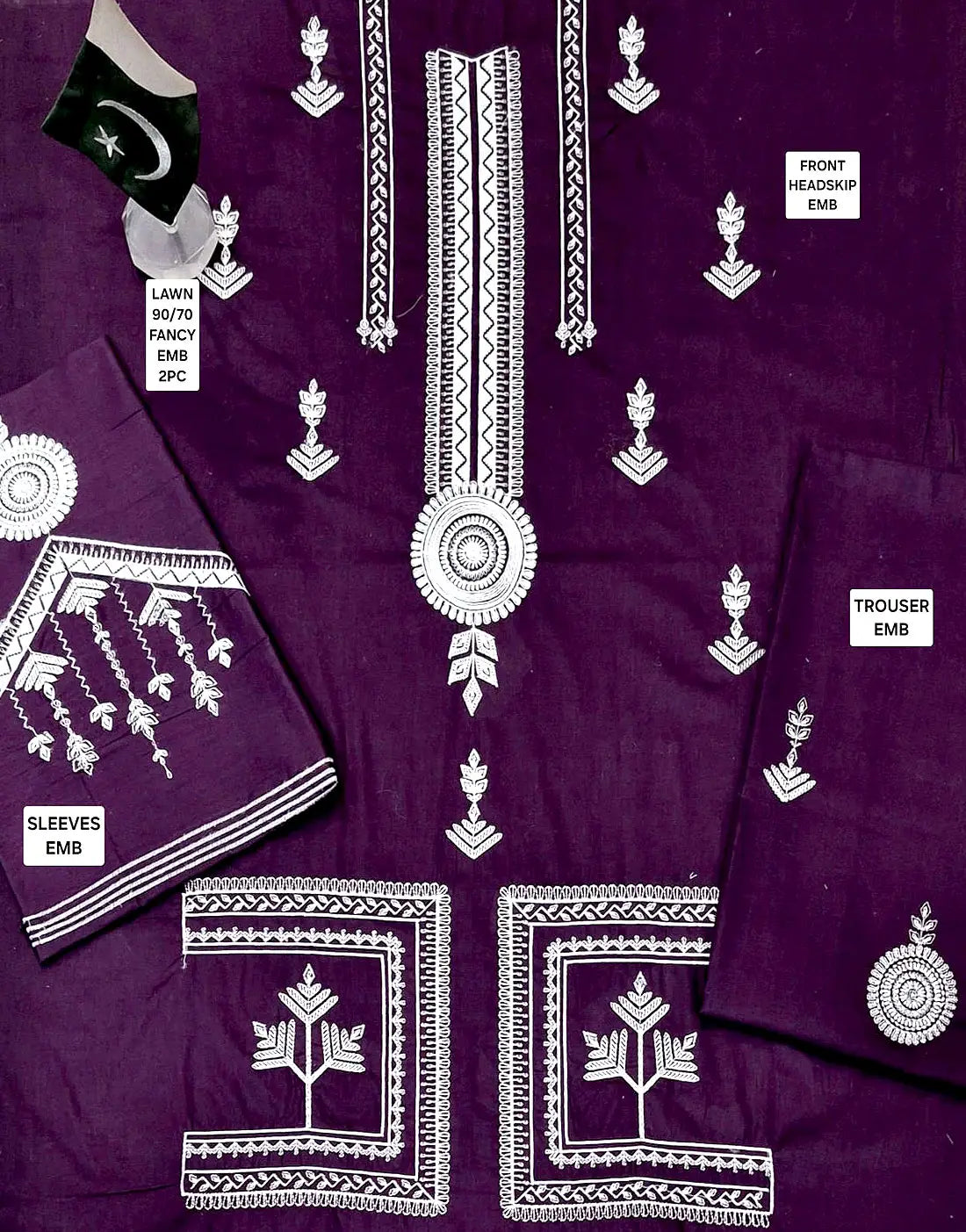 Trendy 2-Piece Embroidered EID Lawn Dress Design for Girls