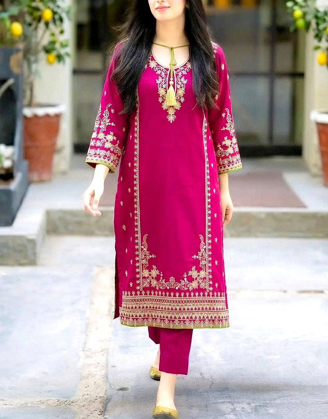 Elegant 2-Piece Embroidered EID Lawn Dress for Girls