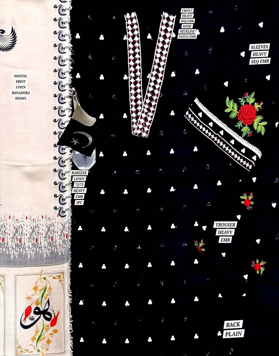 Cozy Embroidered Black Linen Dress for Casual & Formal Wear