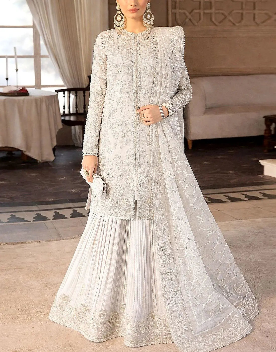 Luxurious Heavy Embroidered Organza Bridal Sharara Dress - Ideal for Nikkah & Engagement Best Price Online in Pakistan Luxurious Heavy Embroidered Organza Bridal Sharara Dress - Ideal for Nikkah & Engagement Best Price Online in Pakistan