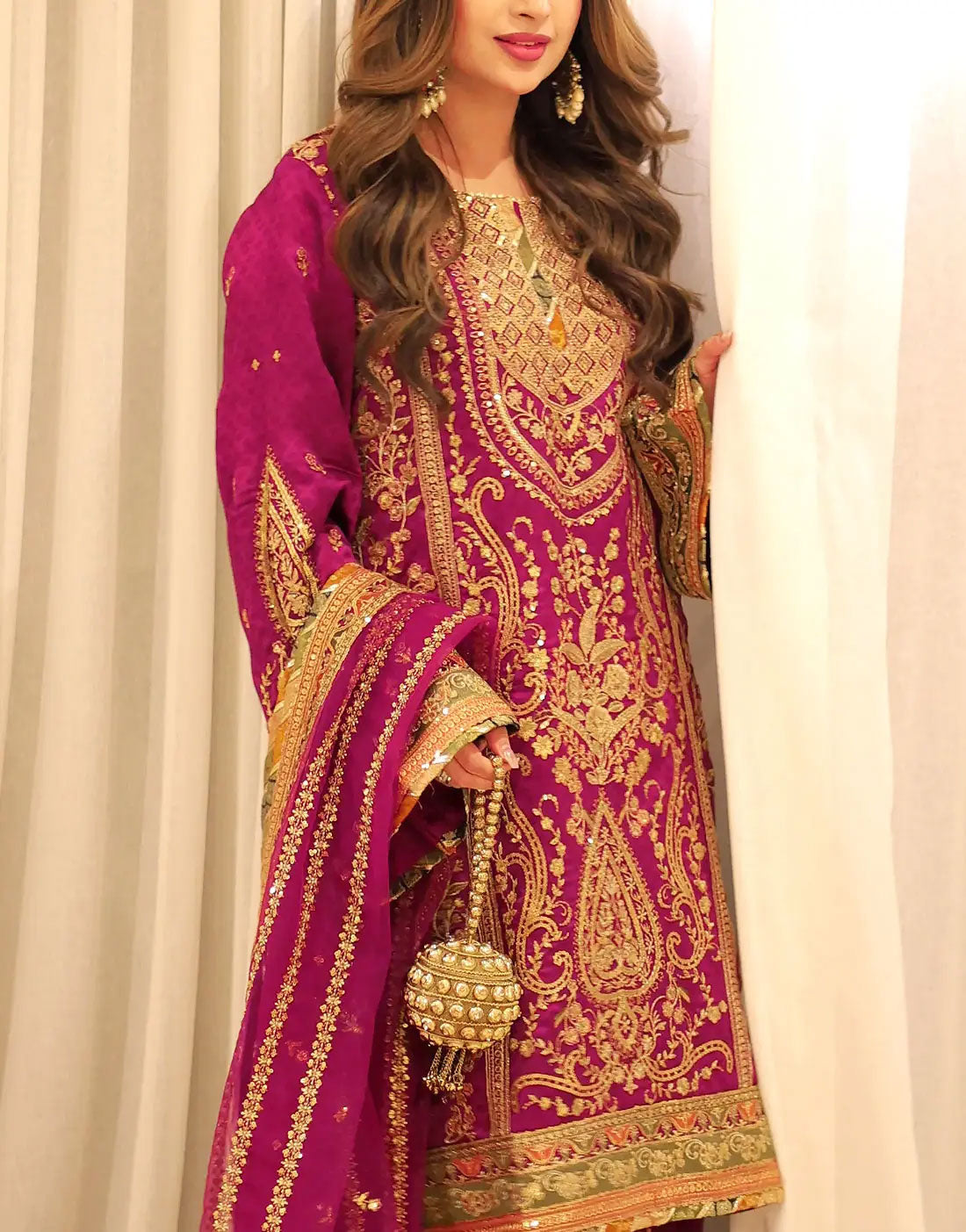 Heavy Embroidered Silk Wedding Wear Dress with Embroidered NET Dupatta