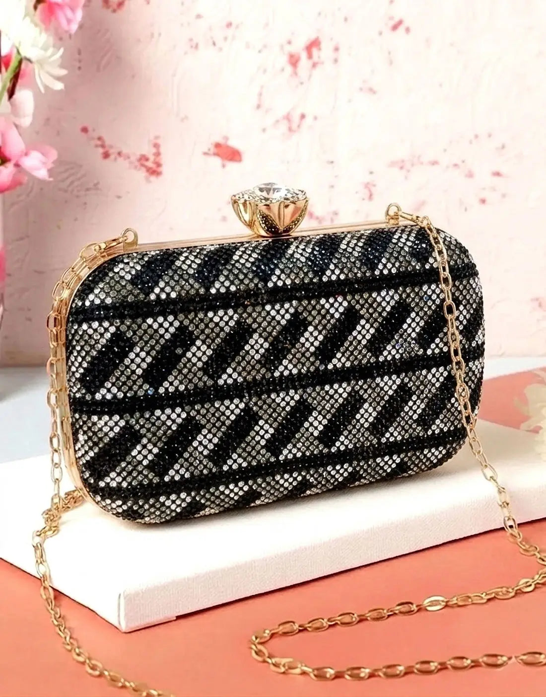 Sparkly Gold Rhinestone Evening Clutch Bag for Brides & Wedding Guest