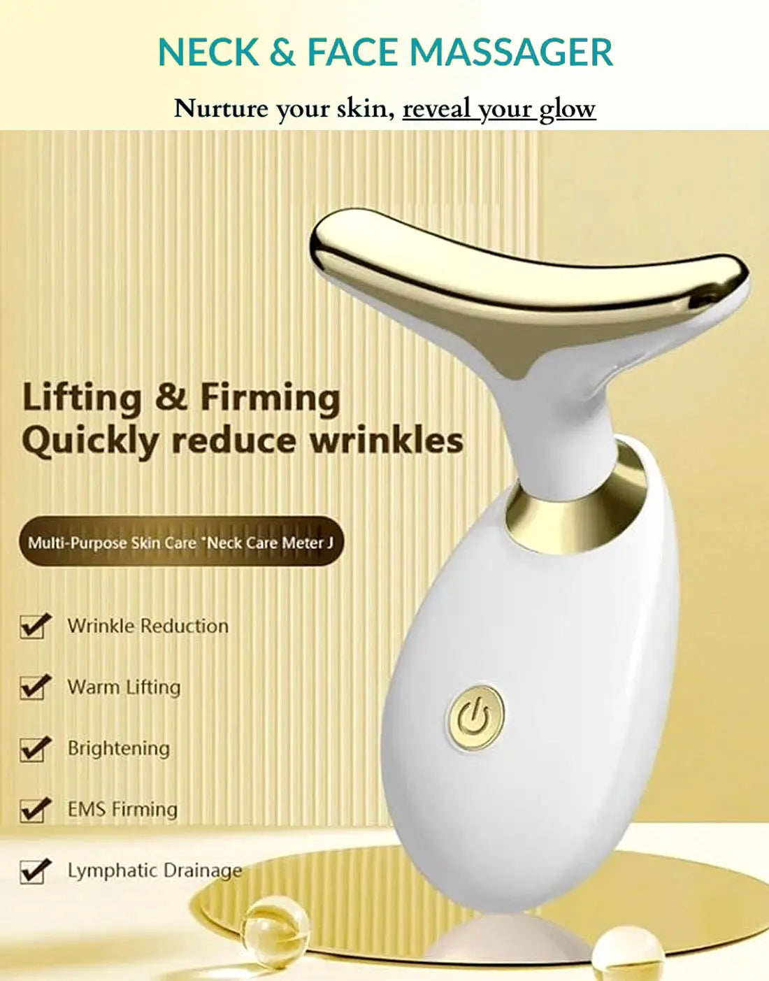 Facial Massager for Face & Neck - Skin Wrinkle Remover Device