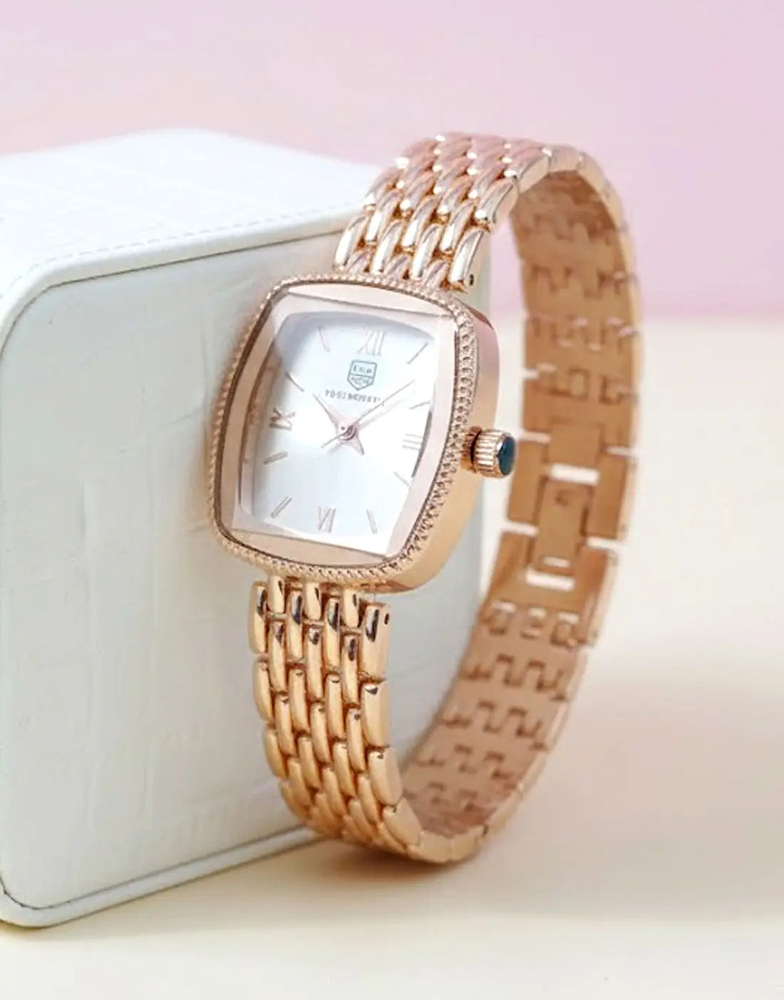 Elegant Fashion Bracelet Watch for Ladies in Rose Gold & Silver Colors