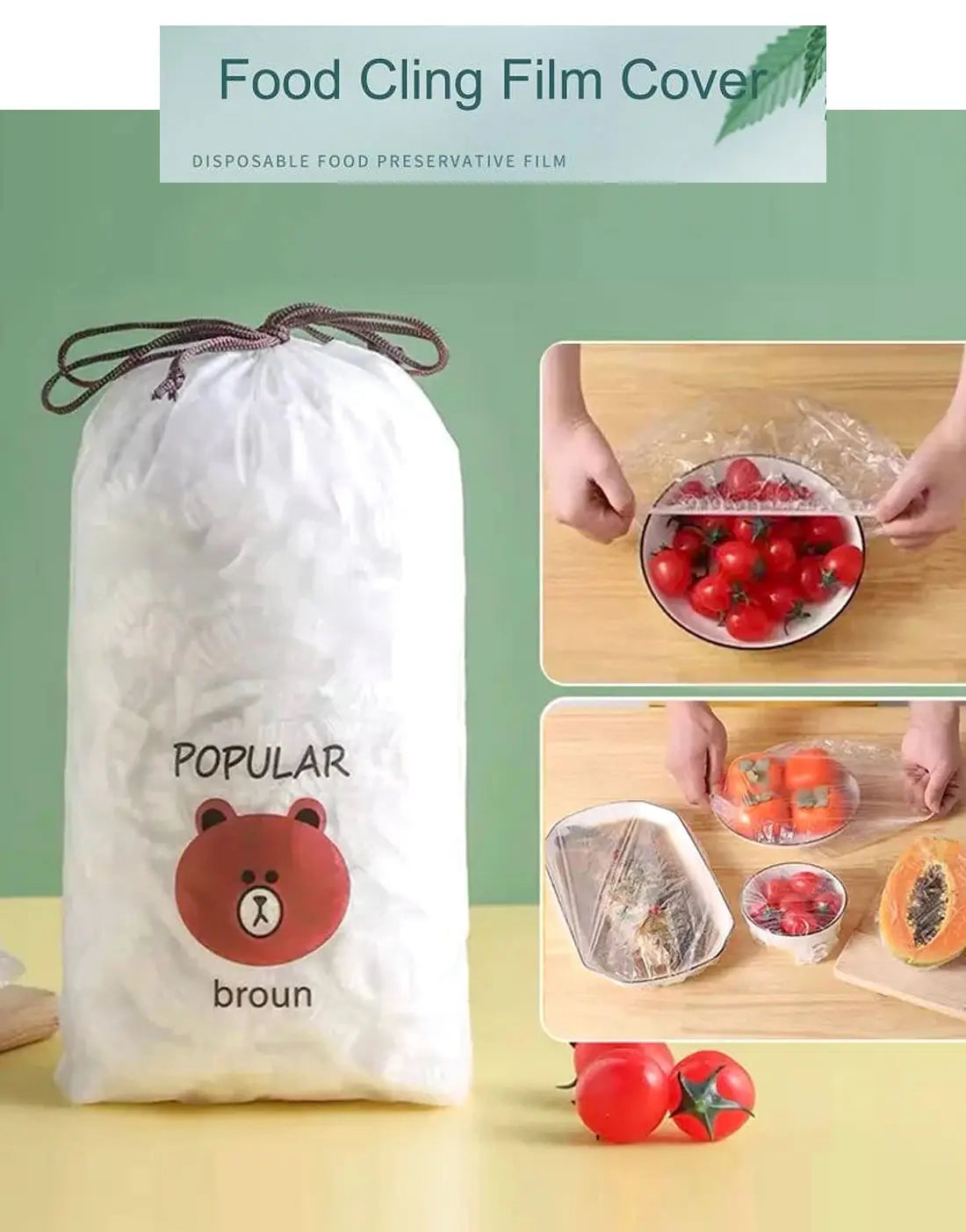 Disposable Food Cover Plastic Wraps - 100 Pieces