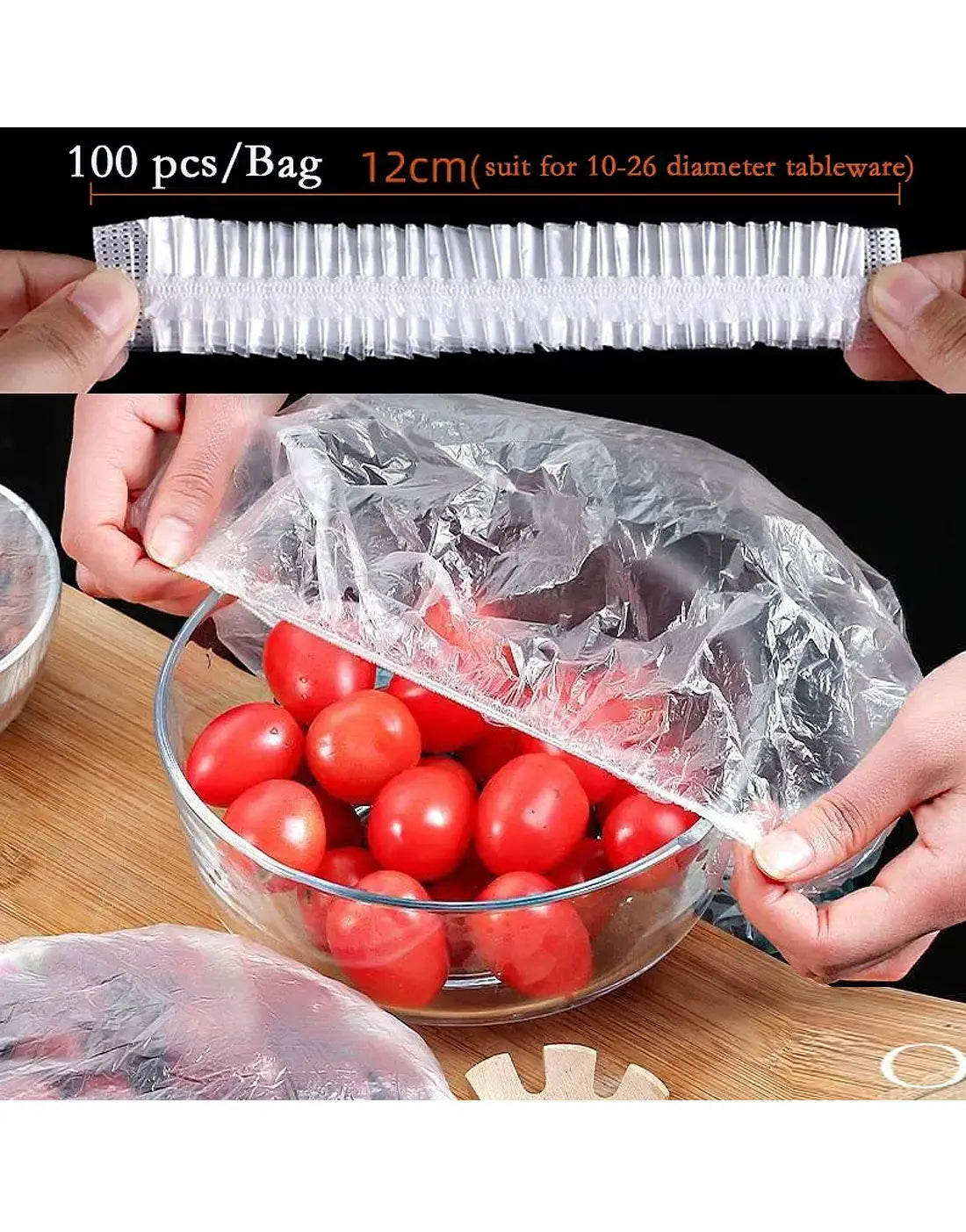 Disposable Food Cover Plastic Wraps - 100 Pieces