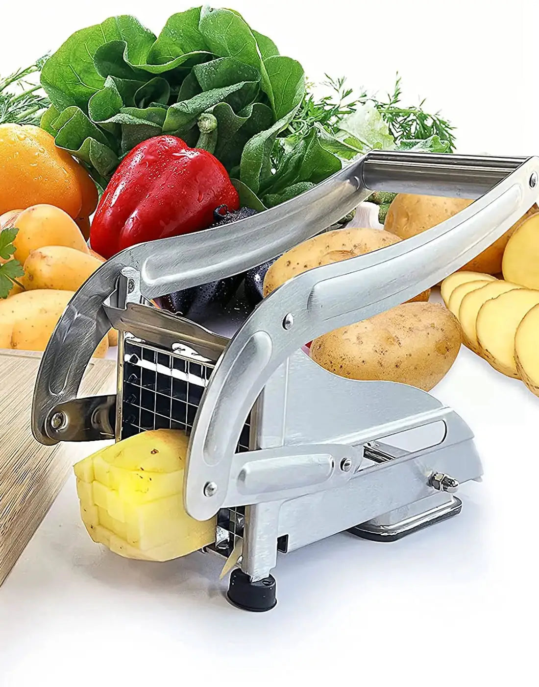 Heavy Duty Stainless Steel French Fry Cutter β Best Vegetable Slicer for Potato, Carrots, Cucumbers, Onions