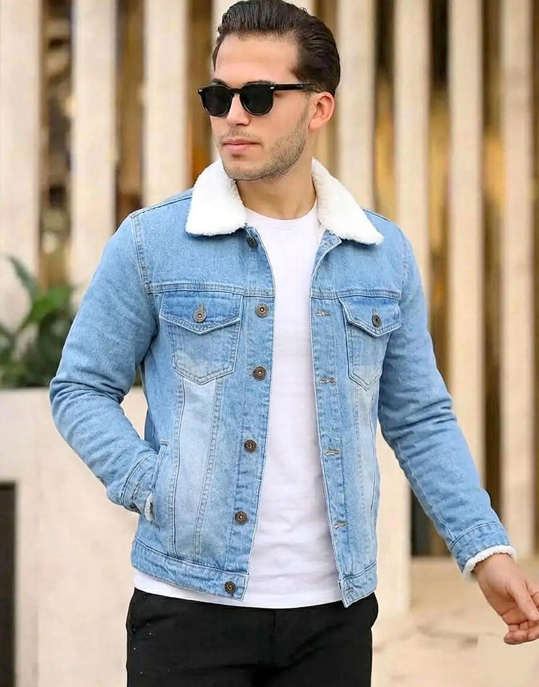 Stylish Fur Denim Jacket for Winters | Warm Jeans Jacket for Men